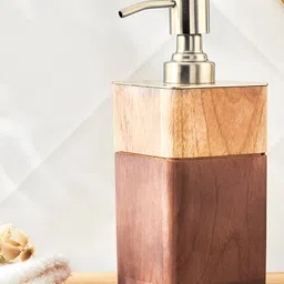 Home Centre Brown & Beige Wood Soap Dispenser-picture-47