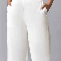 AURELIA Floral Woven Design Thread Work Mandarin Collar Straight Kurta With Palazzos image 4