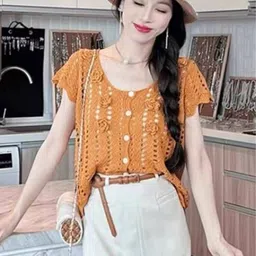 KPOP Women Acrylic Round Neck Short Sleeves Top-picture-21