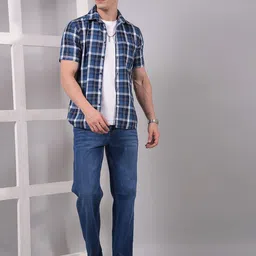 Crimsoune Club Checked Spread Collar Classic Slim Fit Pure Cotton Casual Shirt-picture-15