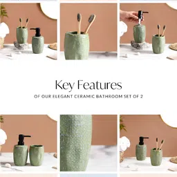 Nestasia Green & Black 2 Pieces Textured Ceramic Contemporary Matte Soap Dispenser image 4