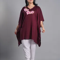 LetsDressUp Floral Printed V-Neck Flared Sleeves Kaftan Kurti image 5