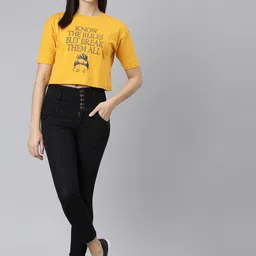 Kryptic Typography Printed Oversized Drop-Shoulder Sleeves Cropped Pure Cotton T-shirt image 4