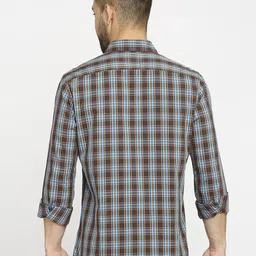 Basics Men Slim Fit Tartan Checks Opaque Checked Casual Shirt image 3
