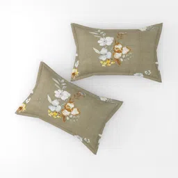 RIDHAAN Grey Melange Floral 220 TC Queen Bedsheet with 2 Pillow Covers image 3