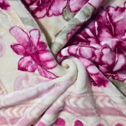 Signature Andrew Pink & White Floral Printed Lightweight 450 GSM Mild Winter Blanket image 2