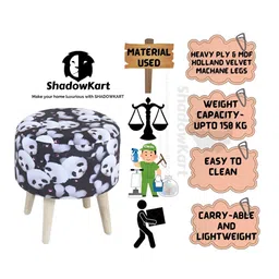 Shadowkart 2 Pcs White & Black Wooden Pouffe Ottoman image 4