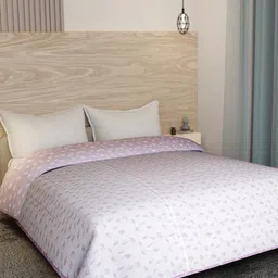 Florida Pink & Off White Set of 4 AC Room 300 GSM Double Bed Dohar-image-7