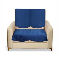 Fashion Throw Navy Blue Velvet 2 Piece Sofa Cover-picture-35