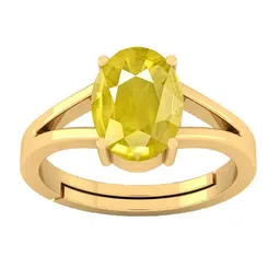 VISHVMA Gold-Plated 11.00 Ratti to 11.50 Ratti Sapphire Stone Studded Finger Ring-picture-14