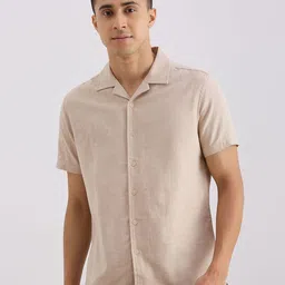 VALEN CLUB Men Solid Cuban Collar Pure Cotton Casual Shirt-image-99