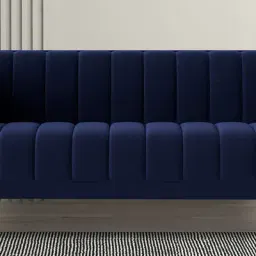 casacraft from pepperfry Lem Velvet 2 Seater Sofa in Navy Blue Colour image 1