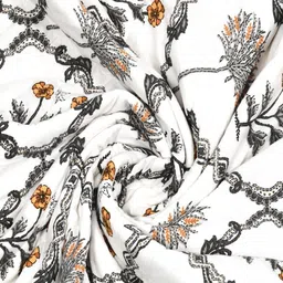 INDRA'S Orange & White Floral Printed Cotton Reversible 150 GSM Heavy Winter Quilt image 3
