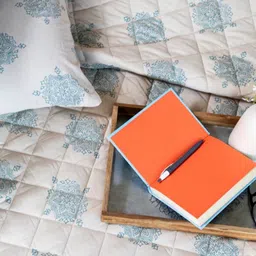 WAXWINGO White & Blue Floral Mild Winter 300 GSM Double Bed Comforter-picture-30