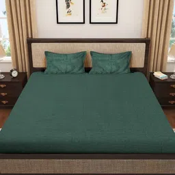 Myntra Elegant Homes Green 300 TC Woolen Fitted King Bedsheet Set-2.50 m x 2.25 m image 4