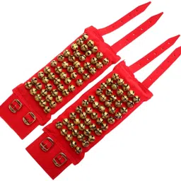 sksm metals Premium brass Ghungroo 5 line Velvet pad with belt 50-50 bells Ghungroo Bells-picture-32