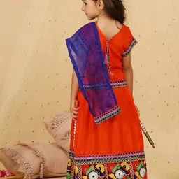 KID1 Girls Embroidered Thread Work Ready to Wear Lehenga & Blouse With Dupatta image 4