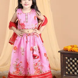 here&now x kinder kids Kinder Kids Girls Embroidered Ready to Wear Lehenga & Blouse With Dupatta image 2