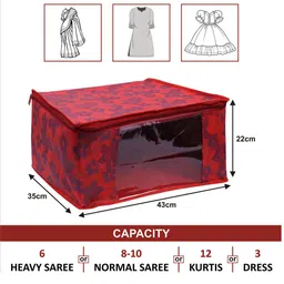 Kuber Industries Red 6 Pieces Printed Foldable Saree Covers image 5