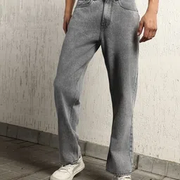 hoker Men Straight Fit Mid Rise Grey Jeans image 5