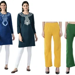 indeweaves Pack of 4 Women Self Design Wool A-line Kurta-picture-32