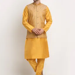 KRAFT INDIA Kurta with Churidar & Jacquard Nehru Jacket-picture-25