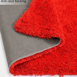 presto Red Solid Polyester 5 ft x 7 ft Machine made Carpet image 5