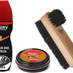 Ezey Wax Shoe Polish (Tan)+Liquid Shoe Polish (Black)+Twin Shoe Brush Shoe Care Kit-picture-26