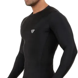 unbeatable Men Solid Round Neck Polyester Black T-Shirt image 5