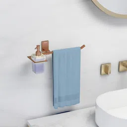 plantex Crystal Liquid Soap Dispenser with Napkin Ring/Shampoo Dispenser for Bathroom (Rose Gold) Towel Holder image 5