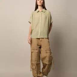 only Women Striped Oversized Shirt image 5