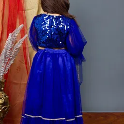Bella Moda Girls Embellished Sequinned Ready to Wear Lehenga & Blouse With Dupatta image 5