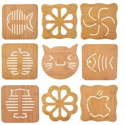 hexoniq Wooden Heat Resistant Non-Slip Insulation Trivet Coaster Table Mat Wooden Trivet-picture-26