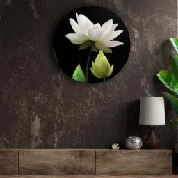 Round Multicolour Gracefully White Lotus Canvas Art Print By The Artment-image-64