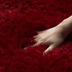 Shopgallery Red Textured Anti Skid Rectangle Shaggy Carpet image 2