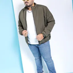hardsoda by the indian garage co HARDSODA Plus Size Mock Collar Lightweight Bomber Jacket image 3