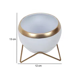 Amaya Decors Pack Of 2 Gold-Toned & White Solid Planters With Stand image 2