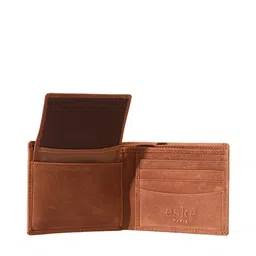 Eske Men Brown Solid Two Fold Leather Wallet image 4