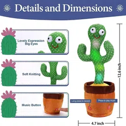 jigshtial Cactus Talking Toy Dancing,Singing Recording and Repeat Your Words for Toy image 3