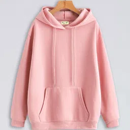 being wanted Women Full Sleeve Solid Hooded Sweatshirt image 1