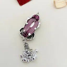 ABDESIGNS Silver-Plated Beaded Brass Saree Clip image 5