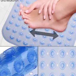 Kuber Industries Blue & Pink 2 Pieces Anti Skid PVC Bath Shower Mats With Drain Holes image 2