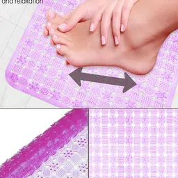 Kuber Industries Purple 2 Pieces Anti Skid PVC Bath Shower Mats With Drain Holes image 4