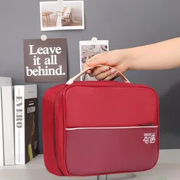HOUSE OF QUIRK Maroon Single Layer Cable Organizer Bag image 3