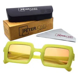 Peter Jones Eyewear Unisex Yellow Lens & Green Square Sunglasses with UV Protected Lens image 3