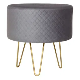 Shadowkart Checked Wooden Round Ottoman image 5