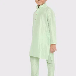 Maharaja Boys Band Collar Dupion Silk Straight Kurta With Pyjamas image 2