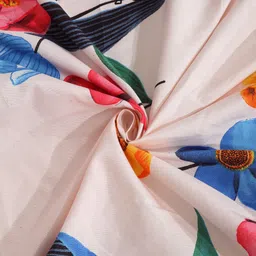 Arrabi Cream-Coloured & Orange Floral 300 TC King Bedsheet with 2 Pillow Covers image 5