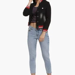 Campus Sutra Stand Collar Windcheater Cotton Denim Jacket image 4