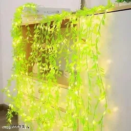 gift kaunsa de 100 LEDs 10 m Yellow, Green Steady, Flickering Leaf Rice Lights image 2